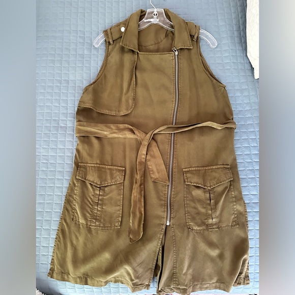 Dex olive green long vest Ladies M - Picture 6 of 9